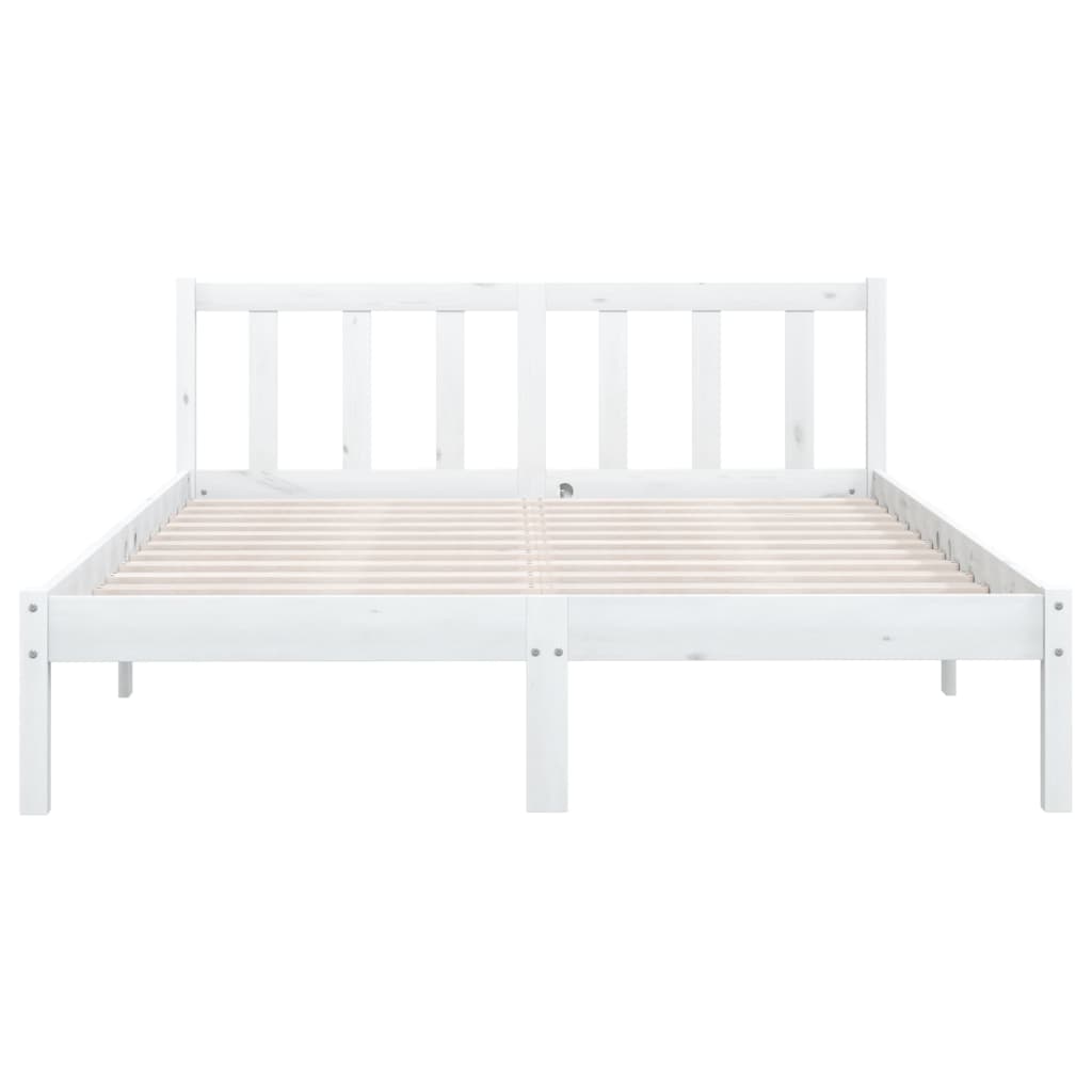 Cadre de lit sans matelas blanc bois massif