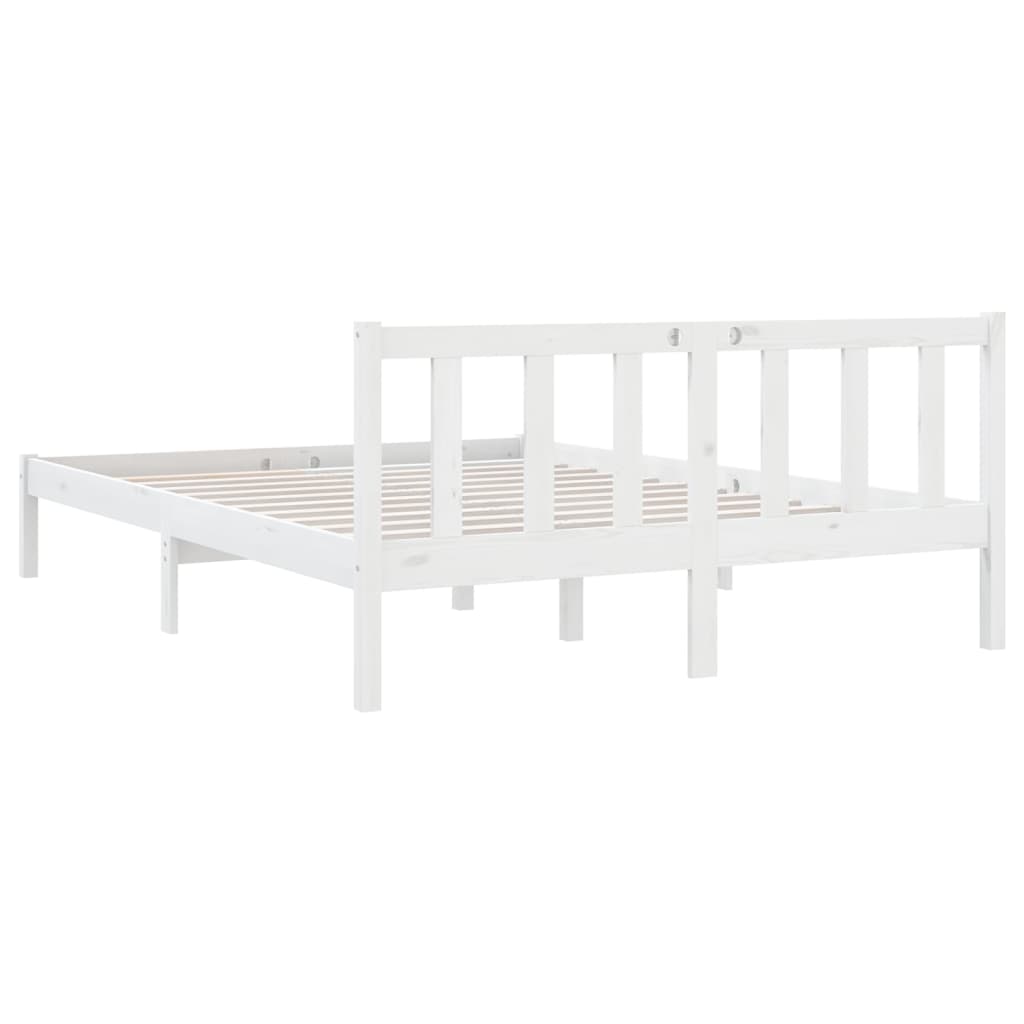 Cadre de lit sans matelas blanc bois massif