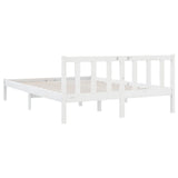 Cadre de lit sans matelas blanc bois massif