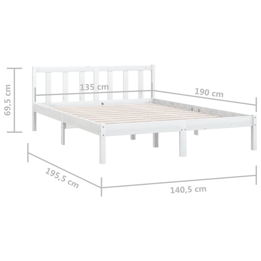 Cadre de lit sans matelas blanc bois massif