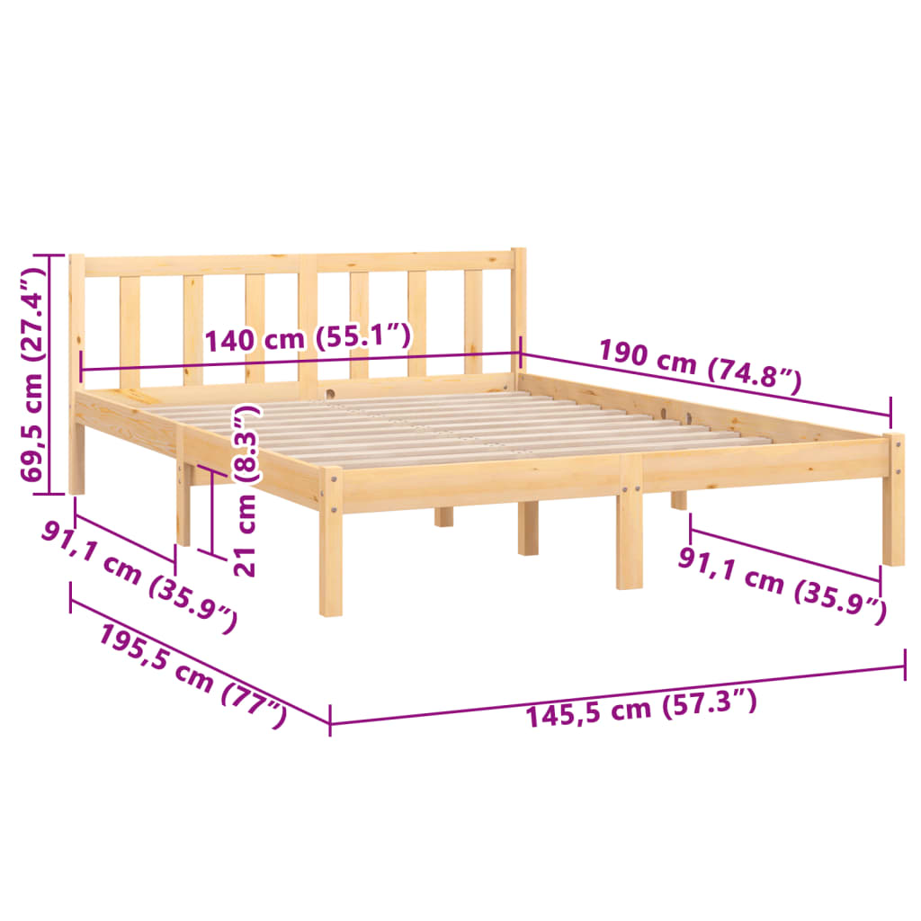 Bettgestell ohne Massivholzmatratze 140x190 cm