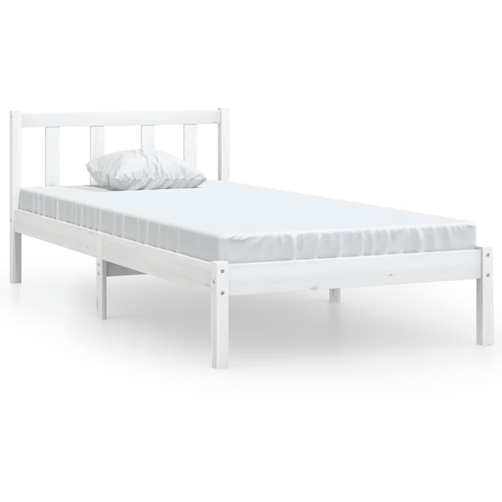 Cadre de lit sans matelas blanc bois massif 90x200 cm