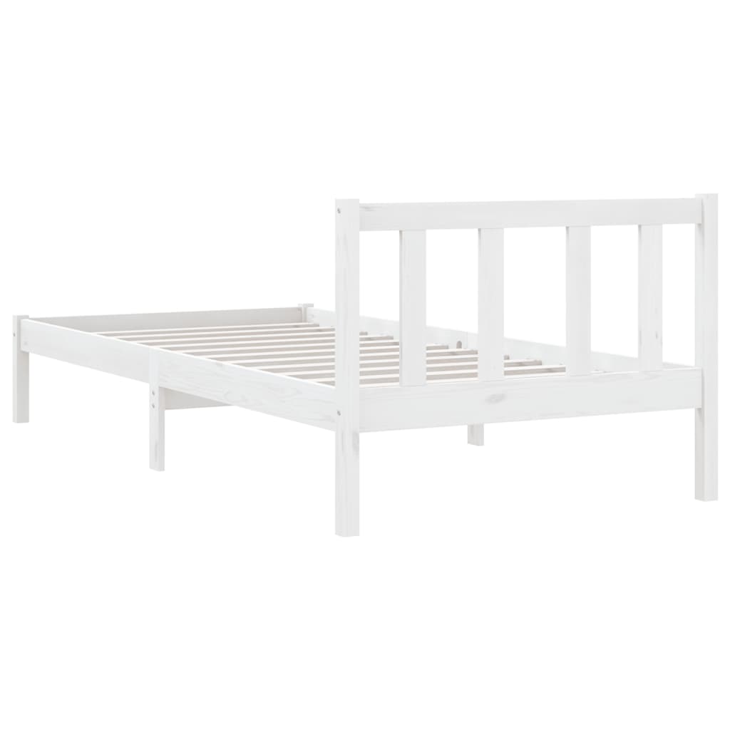 Cadre de lit sans matelas blanc bois massif 90x200 cm