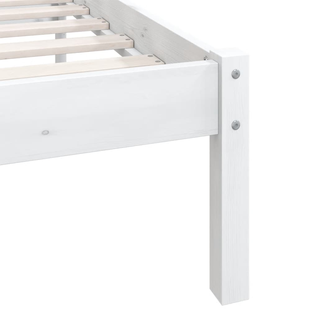 Cadre de lit sans matelas blanc bois massif 90x200 cm