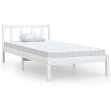 Cadre de lit sans matelas blanc bois massif 100x200 cm