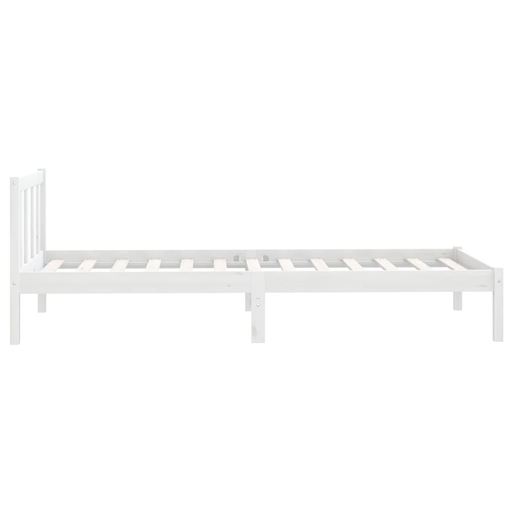 Cadre de lit sans matelas blanc bois massif 100x200 cm