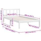 Cadre de lit sans matelas blanc bois massif 100x200 cm