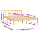 Cadre de lit sans matelas bois massif 120x200 cm