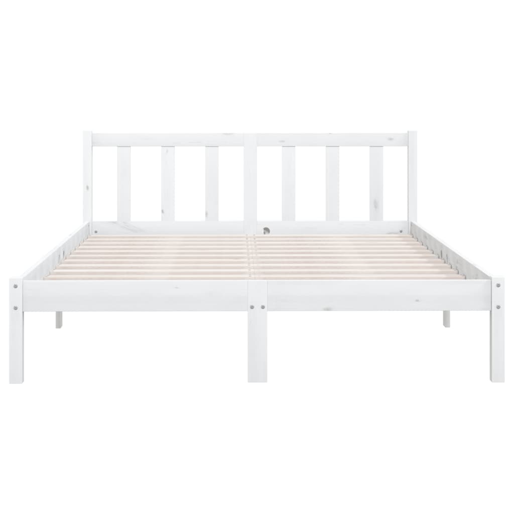 Cadre de lit sans matelas blanc bois massif 140x200 cm