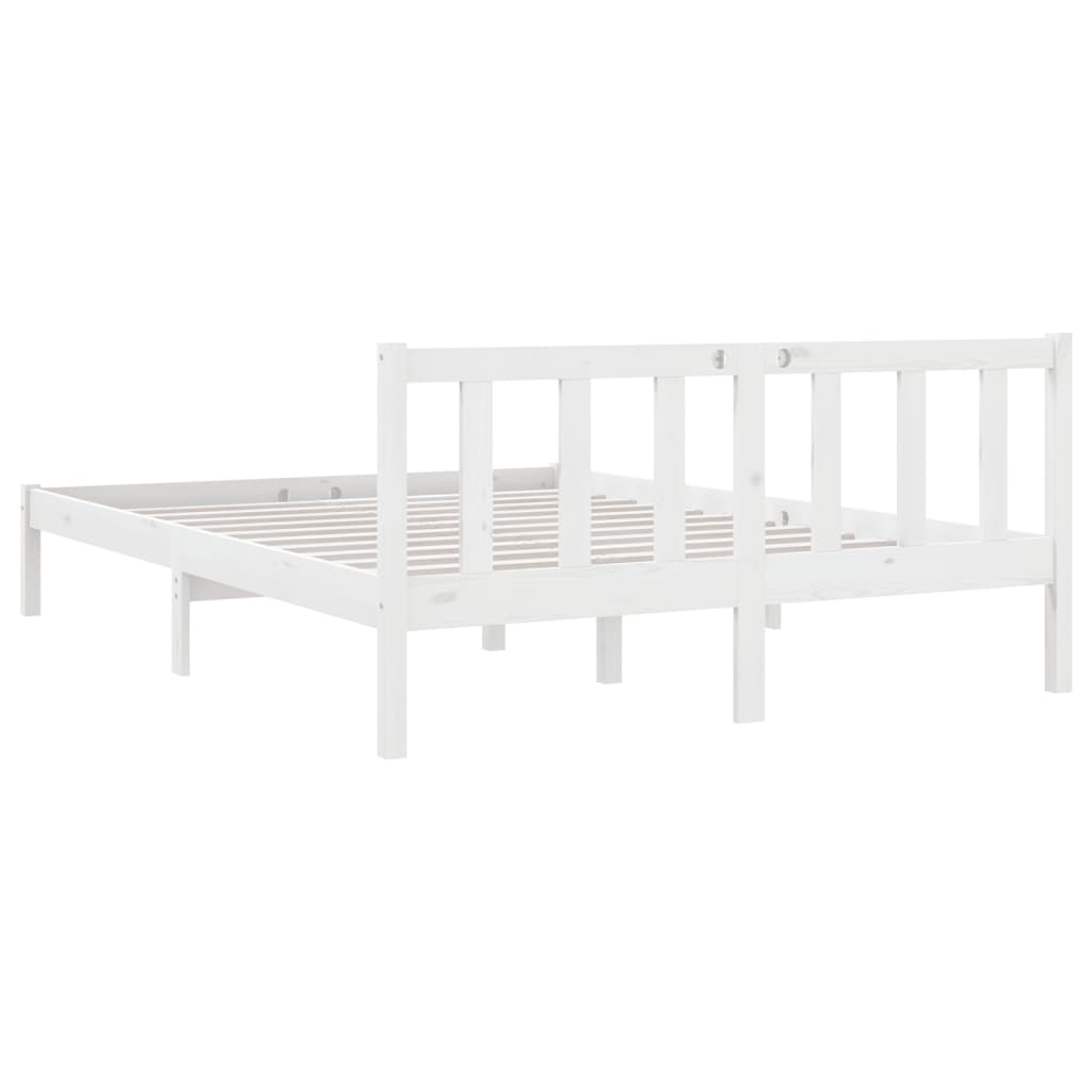 Cadre de lit sans matelas blanc bois massif 140x200 cm