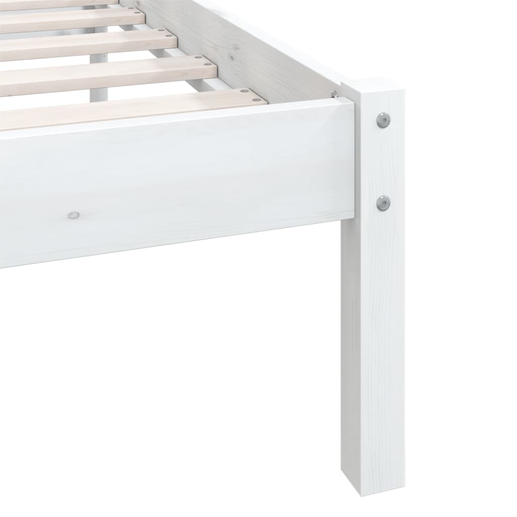 Cadre de lit sans matelas blanc bois massif 140x200 cm