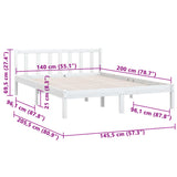 Cadre de lit sans matelas blanc bois massif 140x200 cm