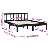 Bettgestell ohne Matratze aus schwarzem Massivholz 140x200 cm