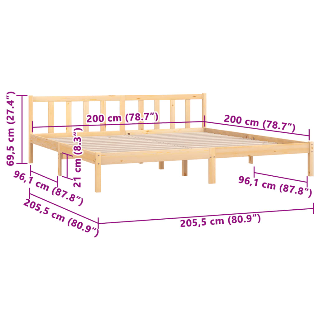 Bettgestell ohne Matratze Massivholz 200x200 cm