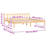 Cadre de lit sans matelas bois massif 200x200 cm