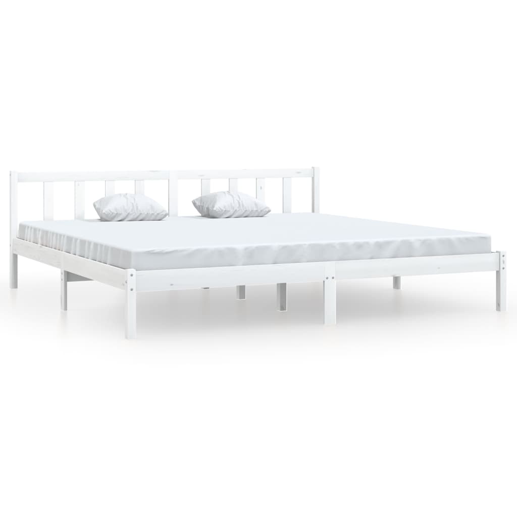 Cadre de lit sans matelas blanc bois massif 200x200 cm