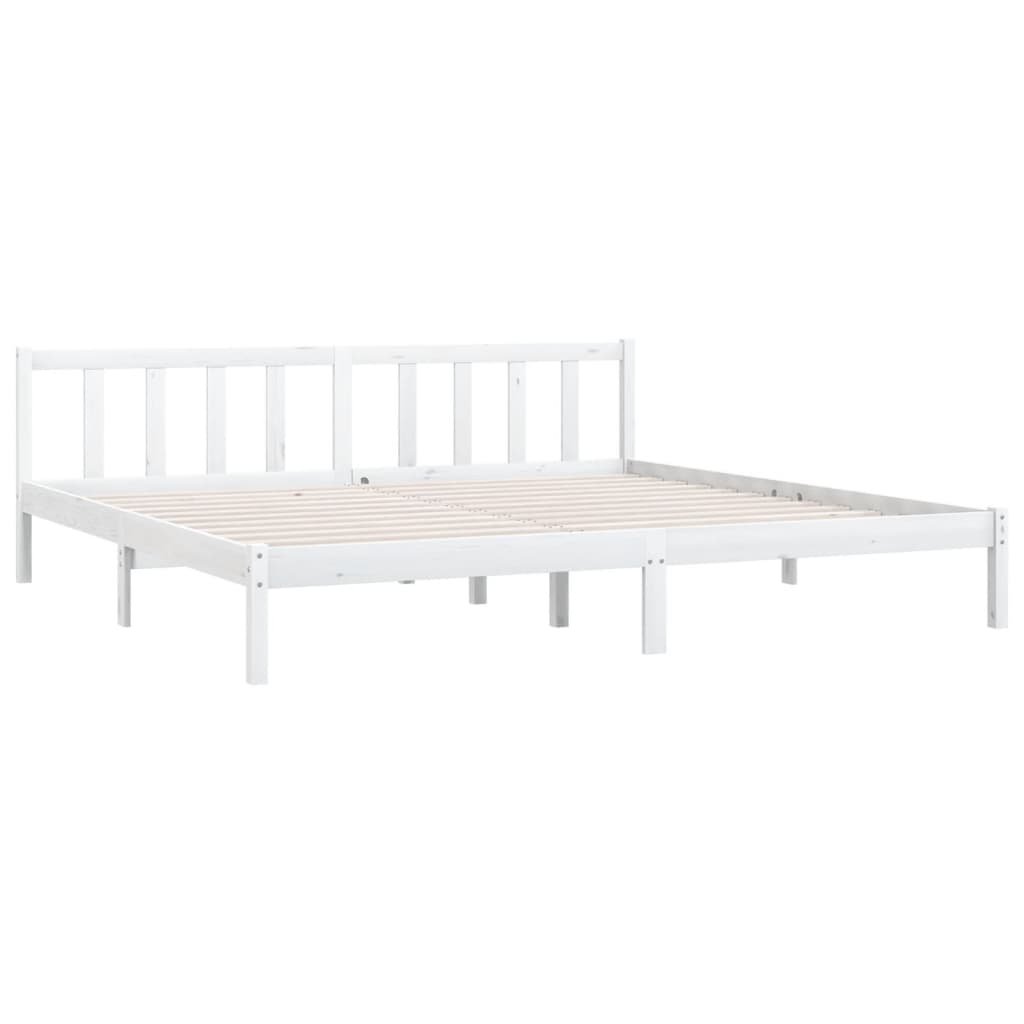 Cadre de lit sans matelas blanc bois massif 200x200 cm