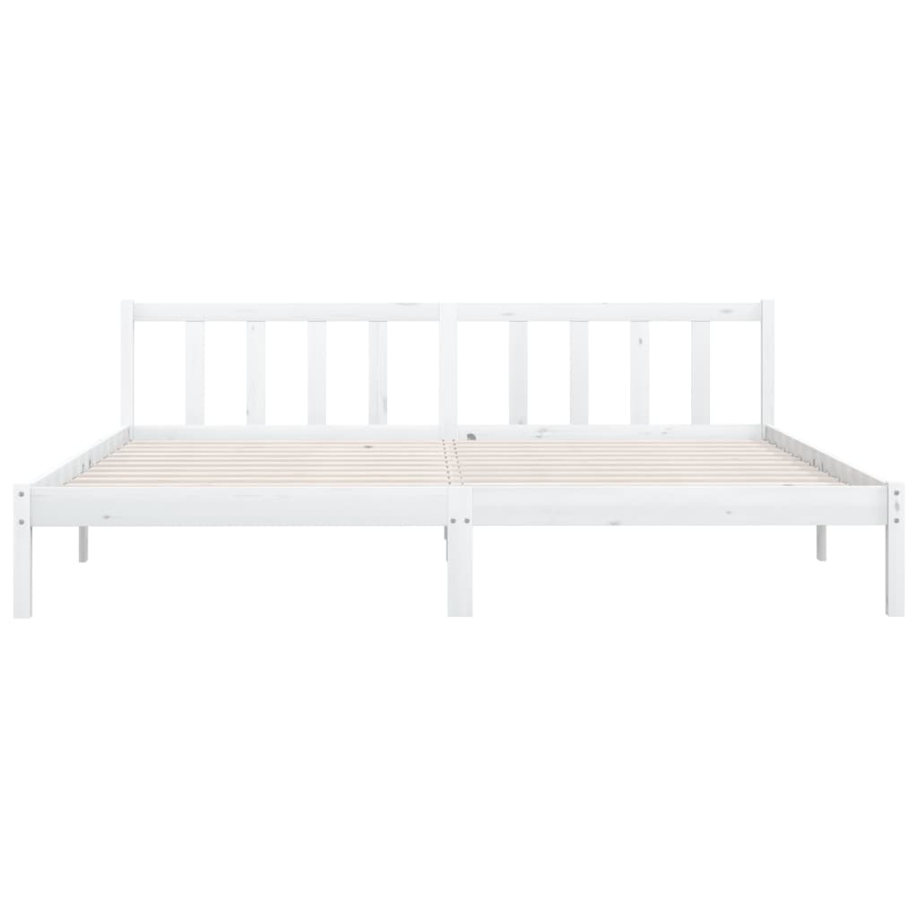 Cadre de lit sans matelas blanc bois massif 200x200 cm