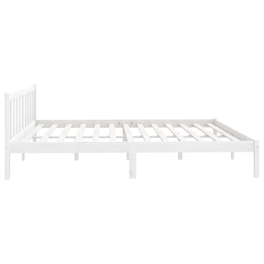 Cadre de lit sans matelas blanc bois massif 200x200 cm