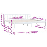 Cadre de lit sans matelas blanc bois massif 200x200 cm