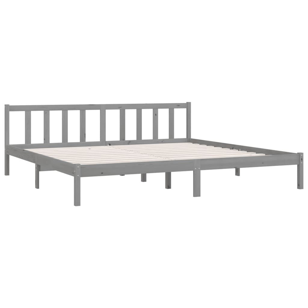 Cadre de lit sans matelas gris bois massif 200x200 cm