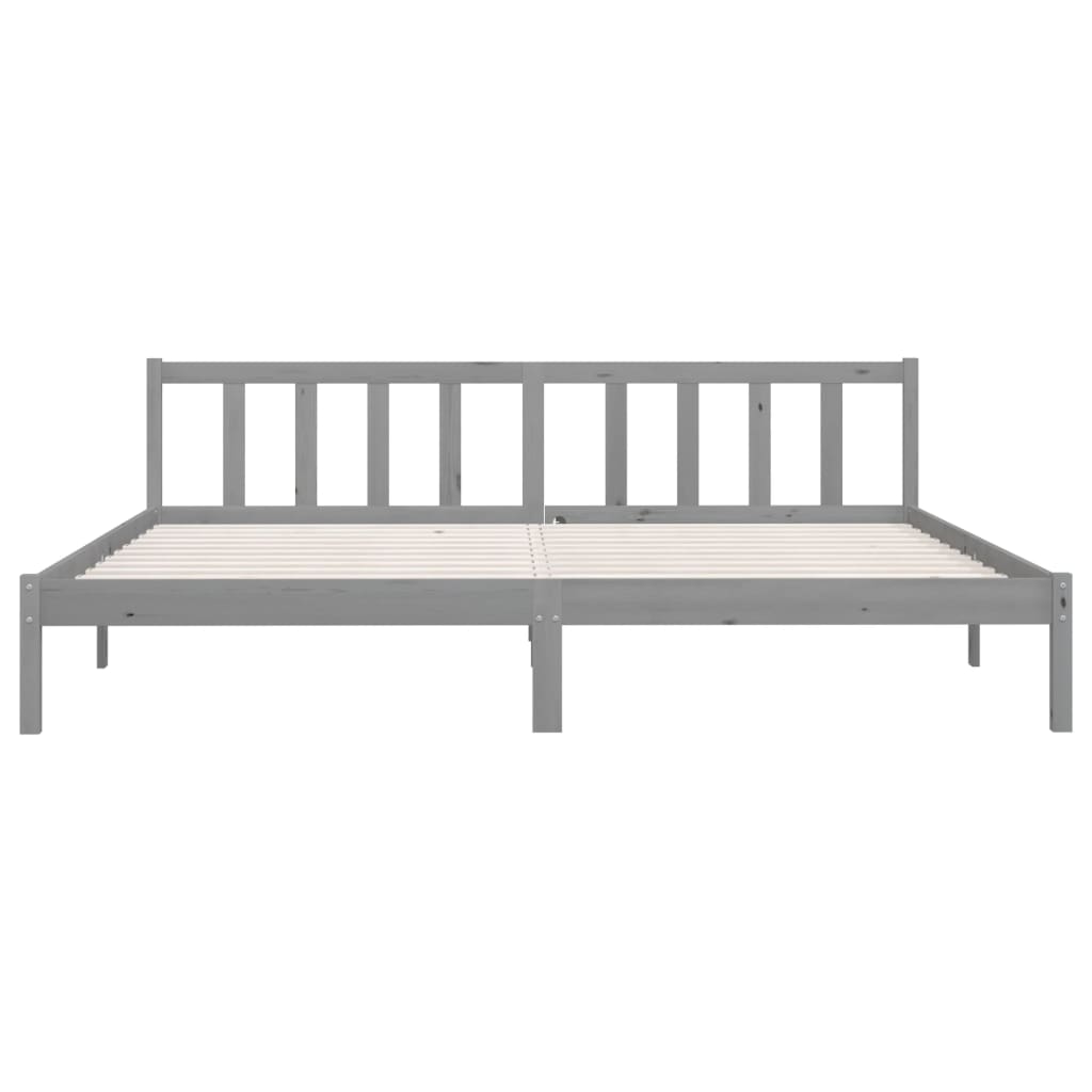 Cadre de lit sans matelas gris bois massif 200x200 cm