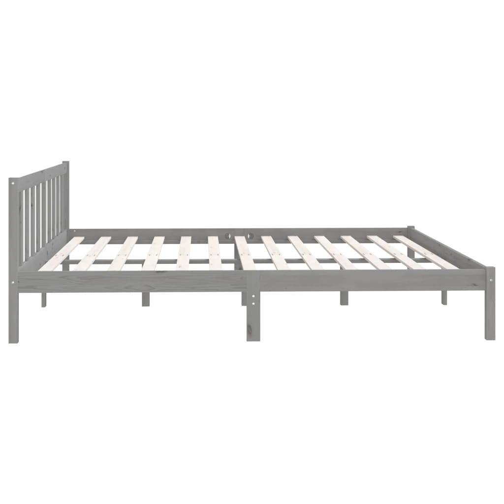 Cadre de lit sans matelas gris bois massif 200x200 cm