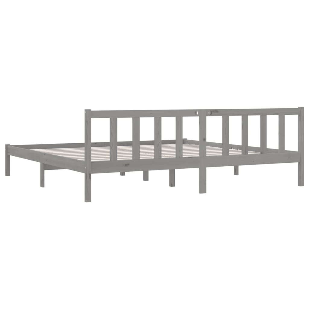 Cadre de lit sans matelas gris bois massif 200x200 cm