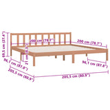 Bettgestell ohne Matratze honigbraunes Massivholz 200x200 cm