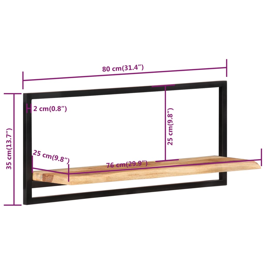 Étagères murales 2 pcs 80x25x35 cm Bois d'acacia et acier