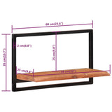 Étagères murales 2 pcs 60x25x35 cm Bois d'acacia et acier