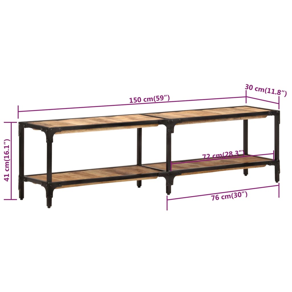 Meuble TV 150x30x41 cm bois massif de manguier