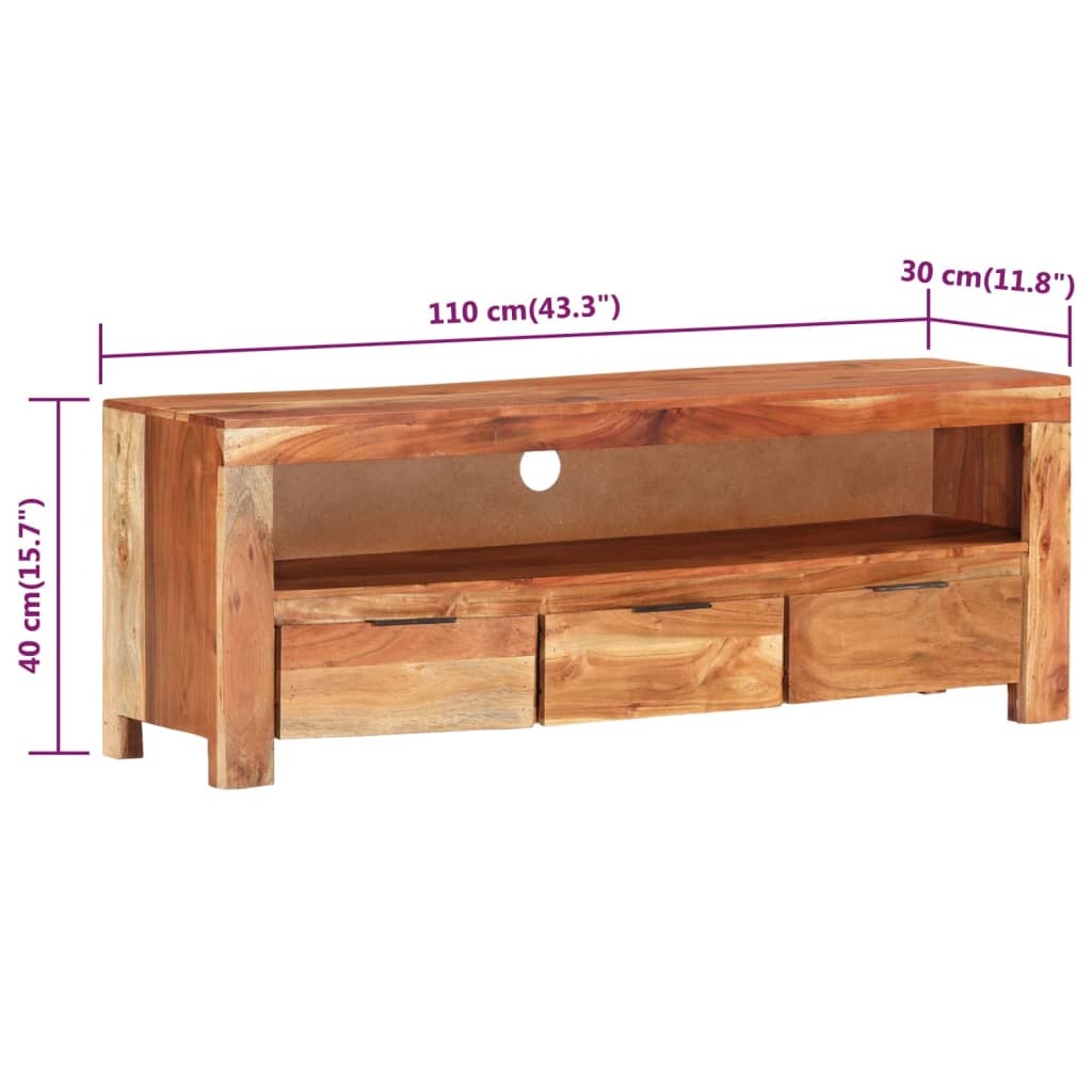 Meuble TV 110x30x40 cm Bois d'acacia massif