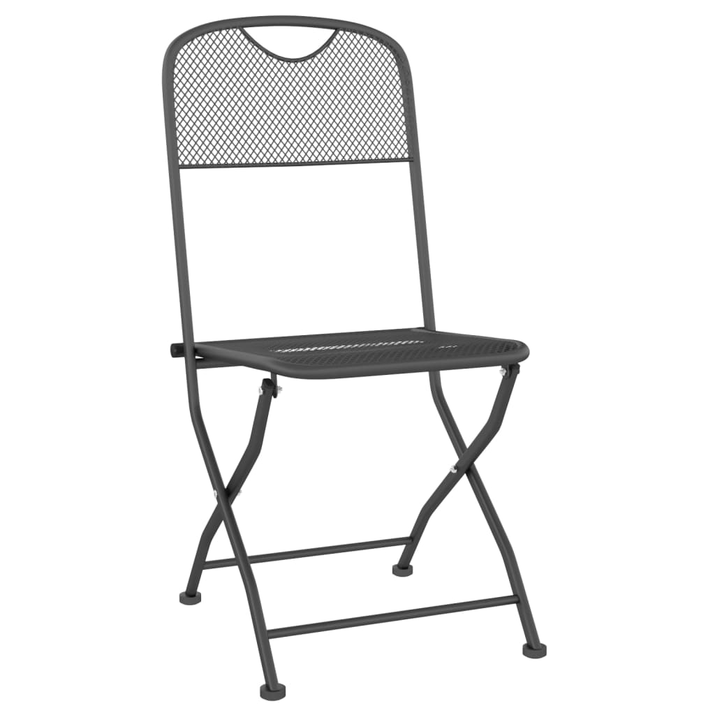 Chaises pliables jardin lot de 2 Maille métallique Anthracite