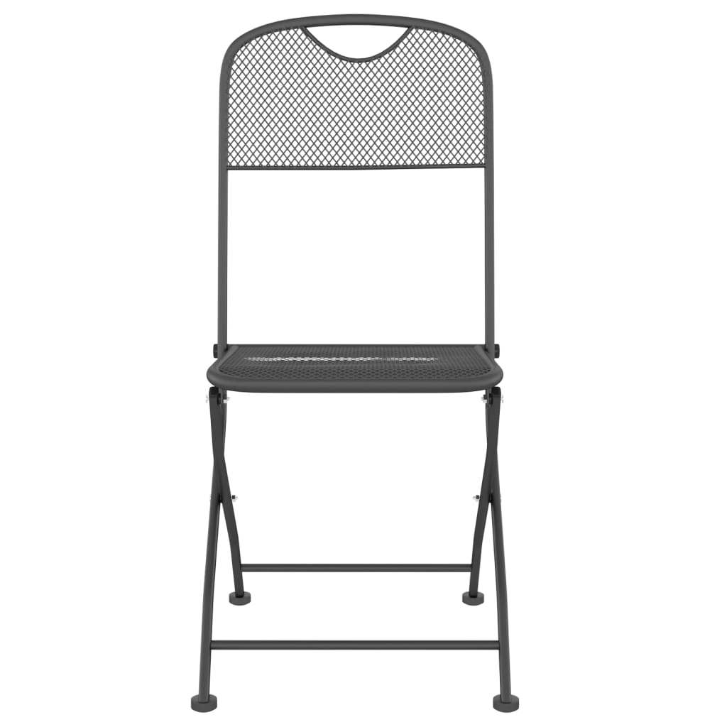 Chaises pliables jardin lot de 2 Maille métallique Anthracite