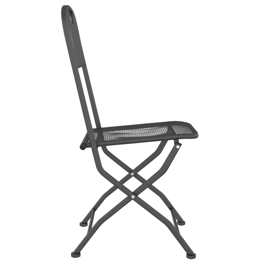 Chaises pliables jardin lot de 2 Maille métallique Anthracite