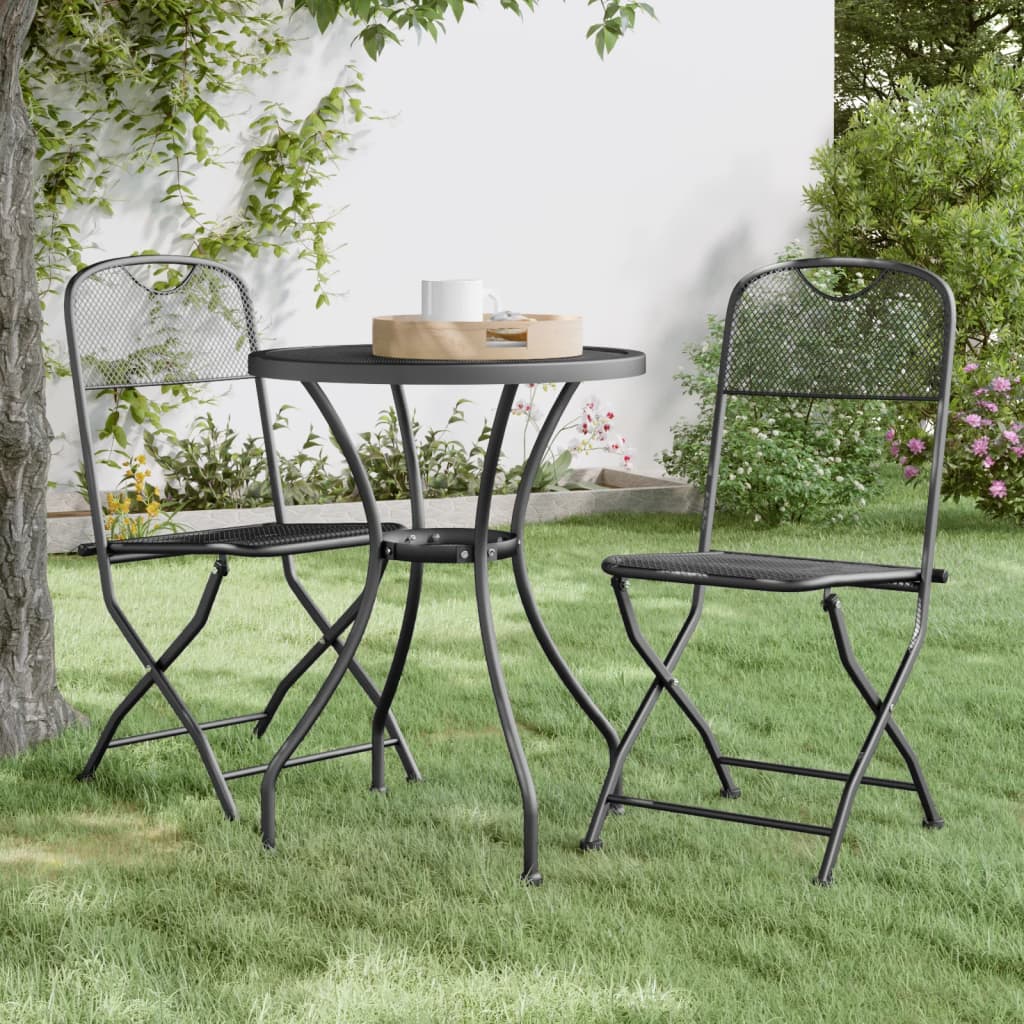 Chaises pliables jardin lot de 2 Maille métallique Anthracite