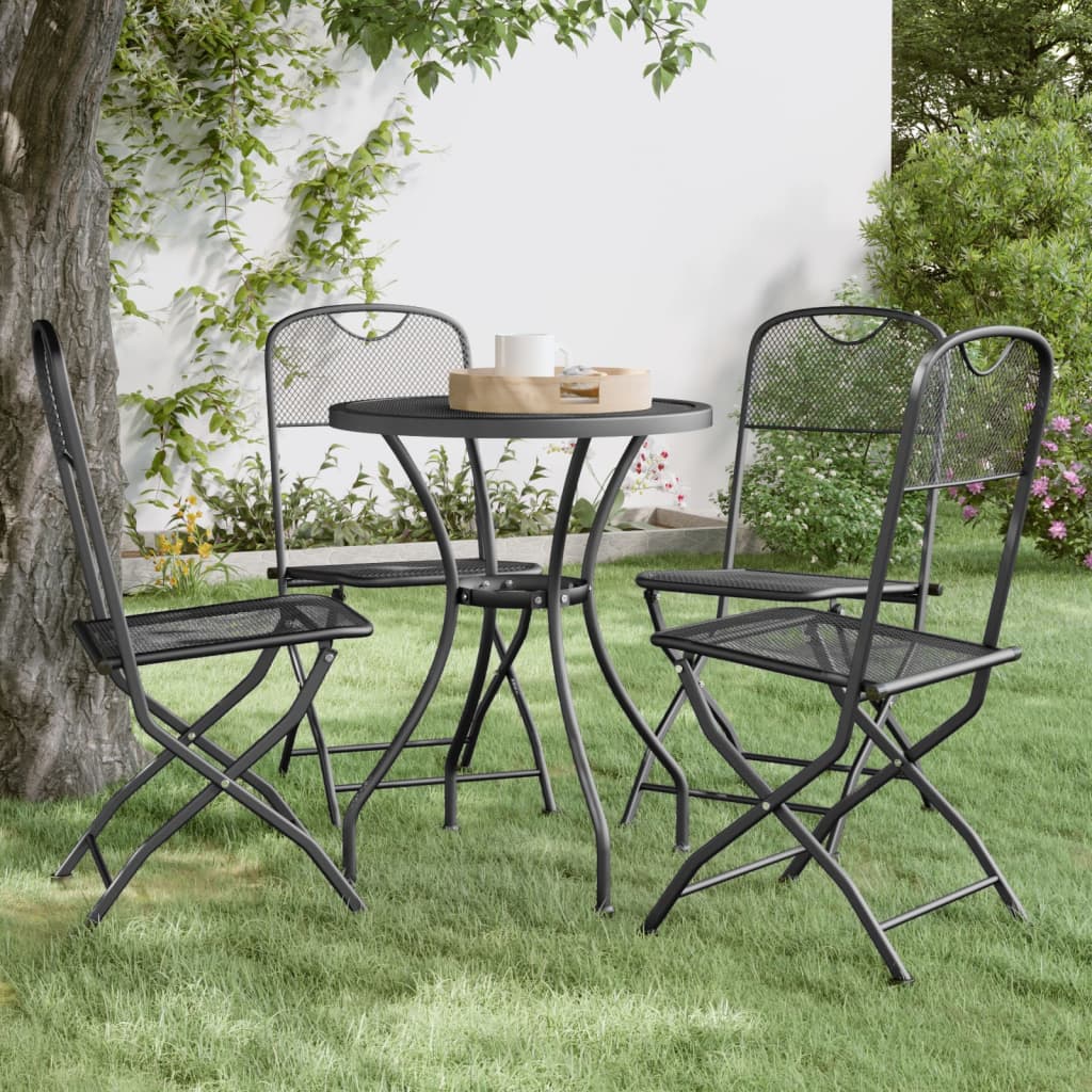 Chaises pliables jardin lot de 4 Maille métallique Anthracite