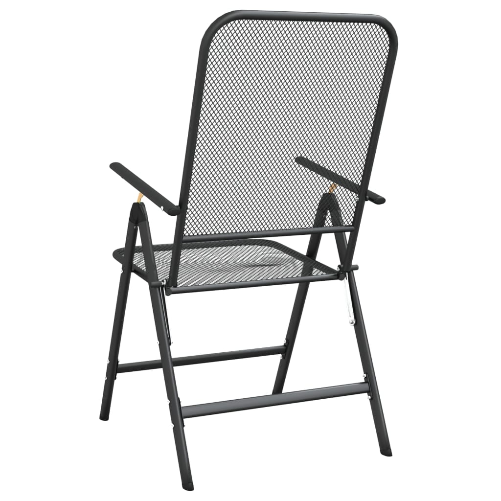 Chaises pliables jardin lot de 2 Maille métallique Anthracite