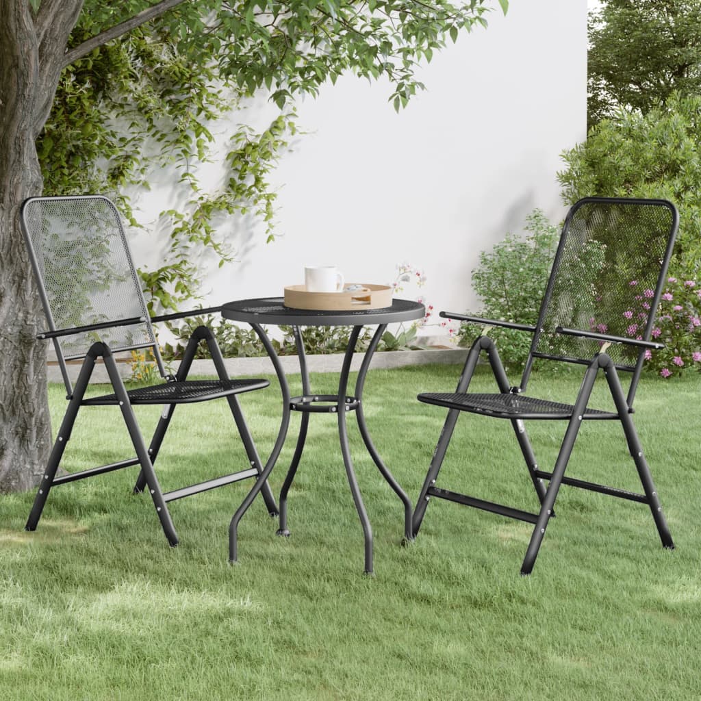 Chaises pliables jardin lot de 2 Maille métallique Anthracite