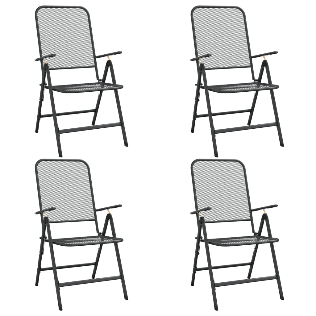 Folding garden chairs set of 4 Anthracite metal mesh