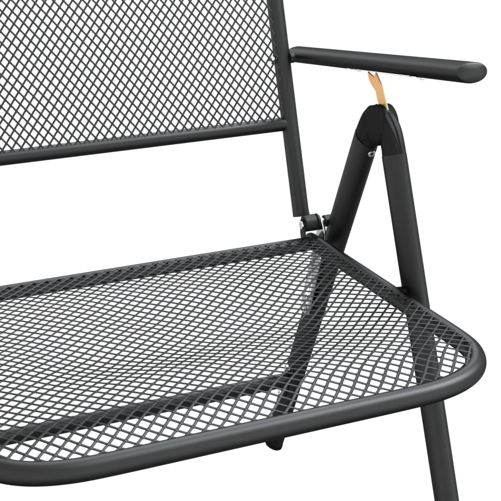 Folding garden chairs set of 4 Anthracite metal mesh