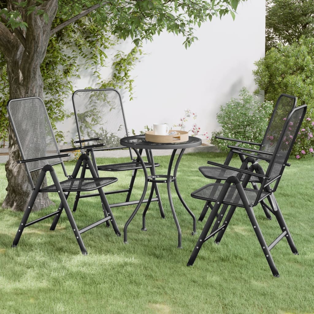 Folding garden chairs set of 4 Anthracite metal mesh