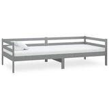 Lit de repos avec matelas 90x200 cm Gris Bois de pin massif