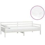 Lit de repos avec matelas 90x200 cm Blanc Bois de pin massif