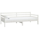 Lit de repos avec matelas 90x200 cm Blanc Bois de pin massif