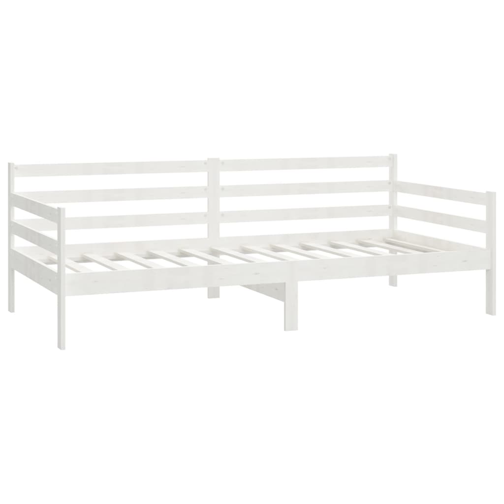 Lit de repos avec matelas 90x200 cm Blanc Bois de pin massif