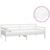 Lit de repos avec matelas 90x200 cm Blanc Bois de pin massif