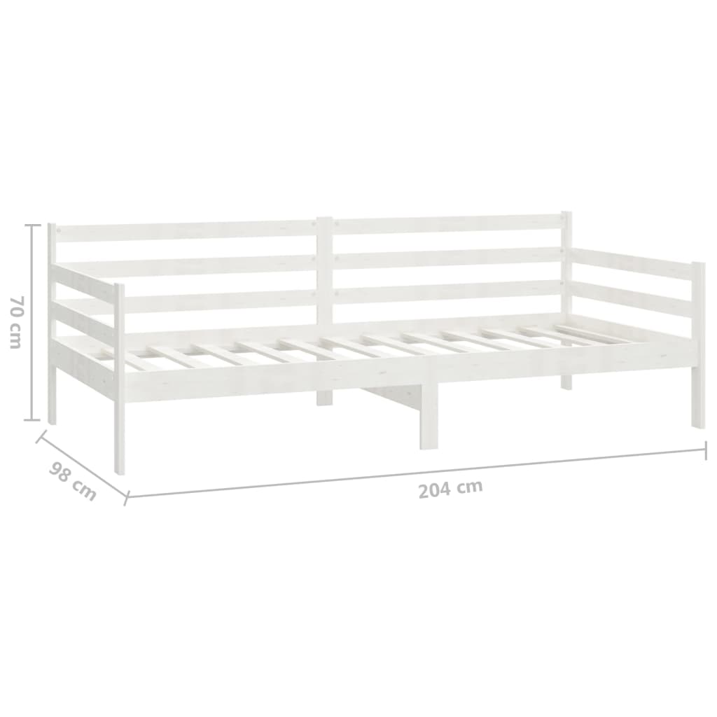 Lit de repos avec matelas 90x200 cm Blanc Bois de pin massif