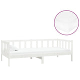 Lit de repos avec matelas 90x200 cm Blanc Bois de pin massif